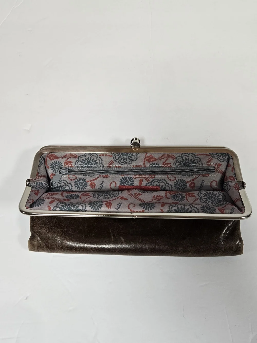 HOBO Dark Brown Leather Frame Clutch